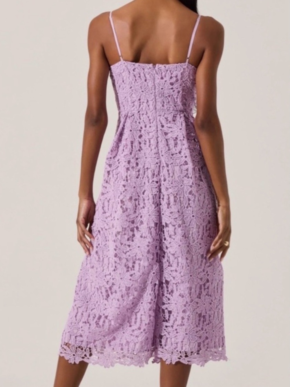 ASTR the Label Lilac Lace Midi Dress with Spaghetti Straps - Picture 2 of 6